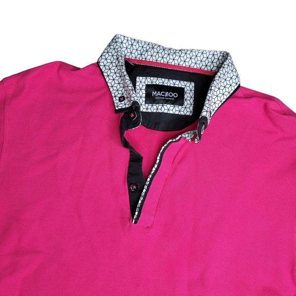Maceeo polo pink shirt with geometric white and black collar size large/4 - Picture 3 of 5